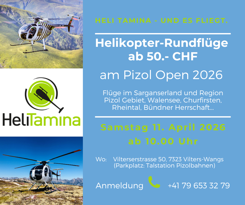 Rundflüge ab 50.- am PIZOL OPEN 11.04.2026