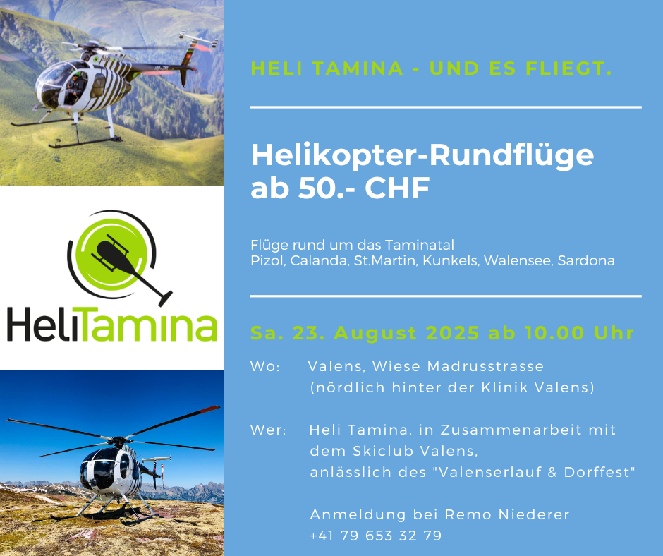 Rundflüge ab 50.- am 23.08.25 in Valens